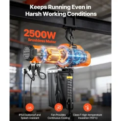 VEVOR 2200 lbs Electric Chain Hoist, 10 ft Lifting Height, 120V Single Phase Overhead Crane with 10 ft Wired Remote Control, G100 Chain Electric Lift Hoist for Factories, Warehouses, Garages