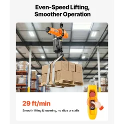 VEVOR 2200 lbs Electric Chain Hoist, 10 ft Lifting Height, 120V Single Phase Overhead Crane with 10 ft Wired Remote Control, G100 Chain Electric Lift Hoist for Factories, Warehouses, Garages