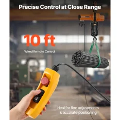 VEVOR 2200 lbs Electric Chain Hoist, 10 ft Lifting Height, 120V Single Phase Overhead Crane with 10 ft Wired Remote Control, G100 Chain Electric Lift Hoist for Factories, Warehouses, Garages