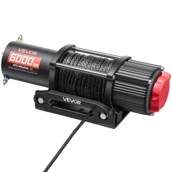 VEVOR 6000 lbs Electric Winch, 12V DC ATV/UTV Winch with Φ0.24 in x 49.2 ft Synthetic Rope, Wireless & Wired Remote Control, IP55 Waterproof, with Fairlead Mount Plate for Towing ATV UTV Off-Road