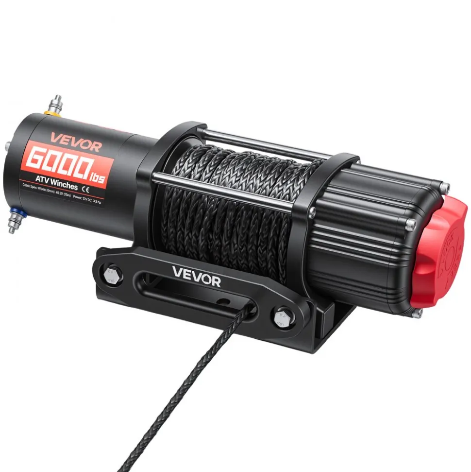 VEVOR 6000 lbs Electric Winch, 12V DC ATV/UTV Winch with Φ0.24 in x 49.2 ft Synthetic Rope, Wireless & Wired Remote Control, IP55 Waterproof, with Fairlead Mount Plate for Towing ATV UTV Off-Road