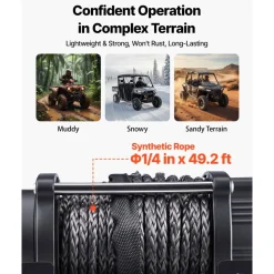 VEVOR 6000 lbs Electric Winch, 12V DC ATV/UTV Winch with Φ0.24 in x 49.2 ft Synthetic Rope, Wireless & Wired Remote Control, IP55 Waterproof, with Fairlead Mount Plate for Towing ATV UTV Off-Road