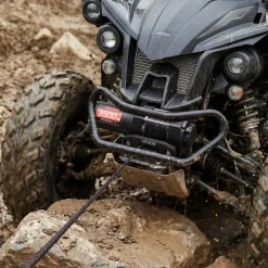 VEVOR 3500 lbs Electric Winch, 12V DC ATV/UTV Winch with Φ0.21 in x 32.8 ft Synthetic Rope & Wired Remote Control, IP55 Waterproof, Aluminum Housing Fairlead Mount Plate for Towing ATV, Black