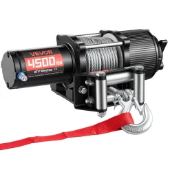 VEVOR 4500 lbs Electric Winch, 12V DC ATV/UTV Winch with Φ0.24 in x 39.4 ft Steel Wire Rope, Wireless & Wired Remote Control, IP54 Waterproof, Roller Fairlead Mount Plate for Towing ATV UTV Off-Road