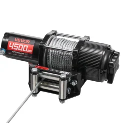 VEVOR 4500 lbs Electric Winch, 12V DC ATV/UTV Winch with Φ0.24 in x 39.4 ft Steel Wire Rope, Wireless & Wired Remote Control, IP54 Waterproof, Roller Fairlead Mount Plate for Towing ATV UTV Off-Road