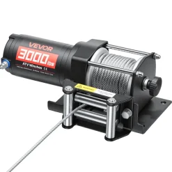VEVOR 3000 lbs Electric Winch, 12V DC ATV/UTV Winch with Φ3/16 in x 39.4 ft Steel Wire Rope & Wired Remote Control, IP55 Waterproof, Aluminum Housing Fairlead Mount Plate for Towing ATV, Black