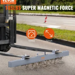 VEVOR 105lbs Hanging Magnetic Sweeper Pickup Tool, Nail Hang-Type Magnetic Forklift Sweeper, Industrial Grade Magnets Steel Material Hunting Accessories for Picking Up Bolts Nails Iron Chips Metals