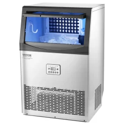 VEVOR 90lbs/24H Commercial Ice Maker Machine, 33lbs Storage Capacity Ice Maker with Drain Pump, 50 Ice Cubes in 15 Minutes, LED Digital Display Freestanding Self-Cleaning for Bar Office Restaurant