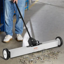 VEVOR 55Lbs Rolling Magnetic Sweeper with Wheels,Push-Type Magnetic Pick Up Sweeper, 36-inch Large Magnet Pickup Lawn Sweeper with Telescoping Handle, Easy Cleanup of Workshop Garage Yard