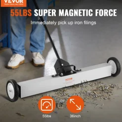 VEVOR 55Lbs Rolling Magnetic Sweeper with Wheels,Push-Type Magnetic Pick Up Sweeper, 36-inch Large Magnet Pickup Lawn Sweeper with Telescoping Handle, Easy Cleanup of Workshop Garage Yard