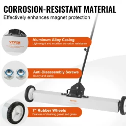 VEVOR 55Lbs Rolling Magnetic Sweeper with Wheels,Push-Type Magnetic Pick Up Sweeper, 36-inch Large Magnet Pickup Lawn Sweeper with Telescoping Handle, Easy Cleanup of Workshop Garage Yard