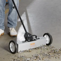 VEVOR 45Lbs Rolling Magnetic Sweeper with Wheels, Push-Type Magnetic Pick Up Sweeper, 18-inch Large Magnet Pickup Lawn Sweeper, Magnet with Telescoping Handle, Easy Cleanup of Workshop Garage Yard