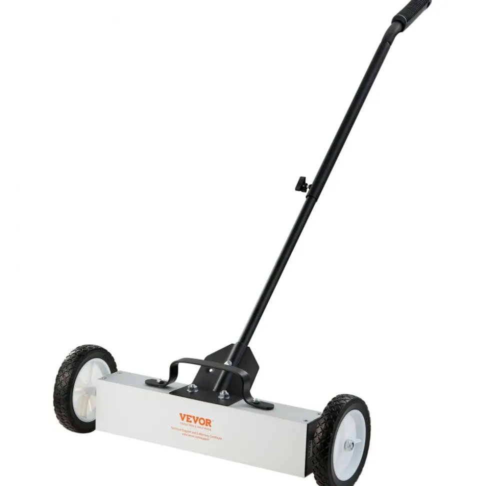 VEVOR 45Lbs Rolling Magnetic Sweeper with Wheels, Push-Type Magnetic Pick Up Sweeper, 18-inch Large Magnet Pickup Lawn Sweeper, Magnet with Telescoping Handle, Easy Cleanup of Workshop Garage Yard