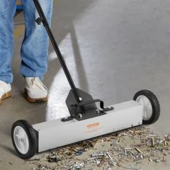 VEVOR 50Lbs Rolling Magnetic Sweeper with Wheels, Push-Type Magnetic Pick Up Sweeper, 24-inch Large Magnet Pickup Lawn Sweeper with Telescoping Handle, Easy Cleanup of Workshop Garage Yard