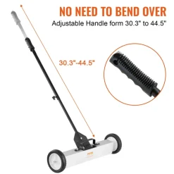 VEVOR 50Lbs Rolling Magnetic Sweeper with Wheels, Push-Type Magnetic Pick Up Sweeper, 24-inch Large Magnet Pickup Lawn Sweeper with Telescoping Handle, Easy Cleanup of Workshop Garage Yard