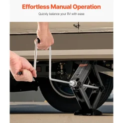 VEVOR 6500 lbs RV Scissor Jacks, 4-23.4 in RV Stabilizer Leveling Scissor Jacks, Set of 2, Heavy Duty Stabilizer Jack with Crank Handle, Socket and Bubble Levels, Not Easily Bent or Deformed