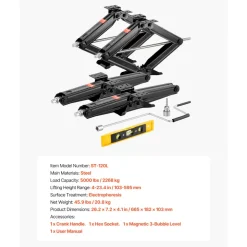 VEVOR 9000 lbs RV Scissor Jacks, 4-23.4 in RV Stabilizer Leveling Scissor Jacks, Set of 2, Heavy Duty Stabilizer Jack with Crank Handle, Socket and Bubble Levels, Not Easily Bent or Deformed