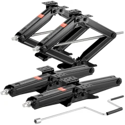 VEVOR 9000 lbs RV Scissor Jacks, 4-23.4 in RV Stabilizer Leveling Scissor Jacks, Set of 2, Heavy Duty Stabilizer Jack with Crank Handle, Socket and Bubble Levels, Not Easily Bent or Deformed