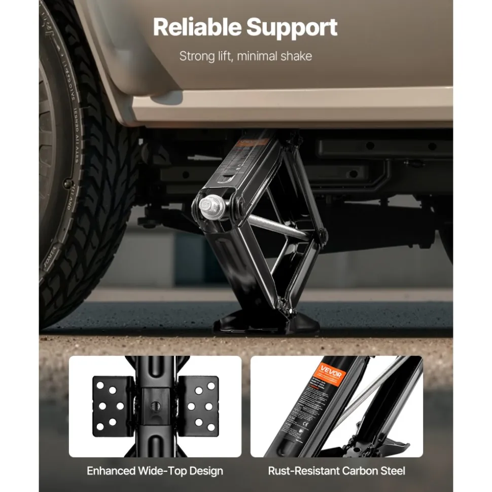 VEVOR 9000 lbs RV Scissor Jacks, 4-23.4 in RV Stabilizer Leveling Scissor Jacks, Set of 2, Heavy Duty Stabilizer Jack with Crank Handle, Socket and Bubble Levels, Not Easily Bent or Deformed