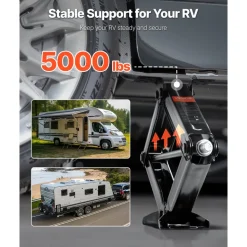 VEVOR 5000 lbs RV Scissor Jacks, 4-23.4 in RV Stabilizer Leveling Scissor Jacks, Set of 2, Heavy Duty Stabilizer Jack with Crank Handle, Socket and Bubble Levels, Not Easily Bent or Deformed