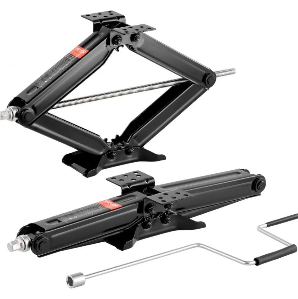 VEVOR 5000 lbs RV Scissor Jacks, 4-23.4 in RV Stabilizer Leveling Scissor Jacks, Set of 2, Heavy Duty Stabilizer Jack with Crank Handle, Socket and Bubble Levels, Not Easily Bent or Deformed