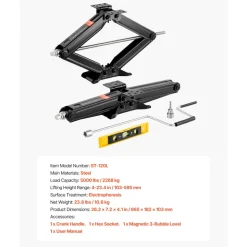 VEVOR 5000 lbs RV Scissor Jacks, 4-23.4 in RV Stabilizer Leveling Scissor Jacks, Set of 2, Heavy Duty Stabilizer Jack with Crank Handle, Socket and Bubble Levels, Not Easily Bent or Deformed