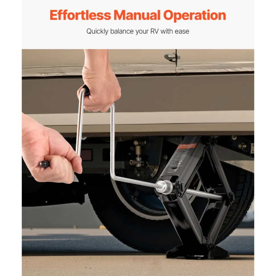 VEVOR 5000 lbs RV Scissor Jacks, 4-23.4 in RV Stabilizer Leveling Scissor Jacks, Set of 2, Heavy Duty Stabilizer Jack with Crank Handle, Socket and Bubble Levels, Not Easily Bent or Deformed
