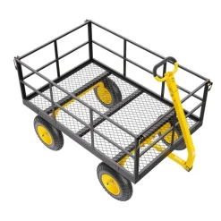 VEVOR 1400 Lbs Steel Garden Cart, Heavy Duty Pullable Garden Wagon Yard Cart, 2 in 1 Outdoor Metal Utility Wagon Yard Trailer with 13