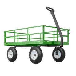 VEVOR 1200 Lbs Steel Garden Cart, Heavy Duty Pullable Garden Wagon Yard Cart, 2 in 1 Outdoor Metal Utility Wagon Yard Trailer with 13