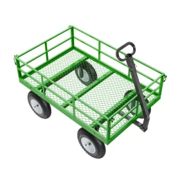 VEVOR 1200 Lbs Steel Garden Cart, Heavy Duty Pullable Garden Wagon Yard Cart, 2 in 1 Outdoor Metal Utility Wagon Yard Trailer with 13