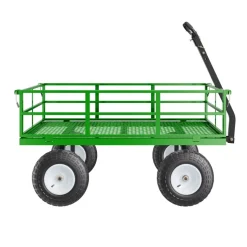 VEVOR 1200 Lbs Steel Garden Cart, Heavy Duty Pullable Garden Wagon Yard Cart, 2 in 1 Outdoor Metal Utility Wagon Yard Trailer with 13