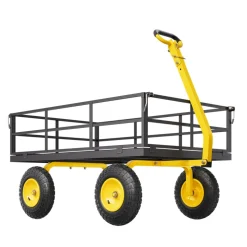 VEVOR 1200 Lbs Steel Garden Cart, Heavy Duty Pullable Garden Wagon Yard Cart, 2 in 1 Outdoor Metal Utility Wagon Yard Trailer with 13