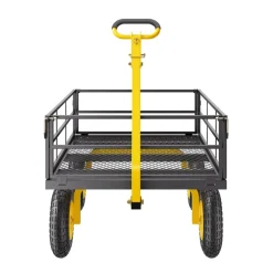 VEVOR 1200 Lbs Steel Garden Cart, Heavy Duty Pullable Garden Wagon Yard Cart, 2 in 1 Outdoor Metal Utility Wagon Yard Trailer with 13