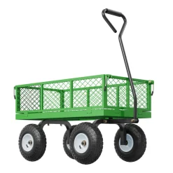 VEVOR 680 Lbs Steel Garden Cart on Wheels, Heavy Duty Garden Wagon Cart Pullable, Metal Outdoor Utility Yard Wagon Carts with 10" Tires, Mesh Removable Sides and 180°Rotating Handle