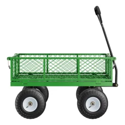 VEVOR 680 Lbs Steel Garden Cart on Wheels, Heavy Duty Garden Wagon Cart Pullable, Metal Outdoor Utility Yard Wagon Carts with 10" Tires, Mesh Removable Sides and 180°Rotating Handle