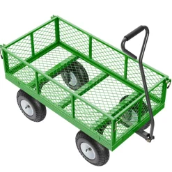 VEVOR 900 Lbs Steel Garden Cart on Wheels, Heavy Duty Pullable Garden Wagon Yard Cart, Outdoor Metal Utility Wagon with 10