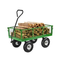 VEVOR 900 Lbs Steel Garden Cart on Wheels, Heavy Duty Pullable Garden Wagon Yard Cart, Outdoor Metal Utility Wagon with 10