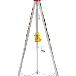 VEVOR 2600 lbs Winch Confined Space Tripod Kit, Confined Space Tripod 8' Legs and 98' Cable, Confined Space Rescue Tripod 33' Fall Protection with Blower, Gas detector, Harness.