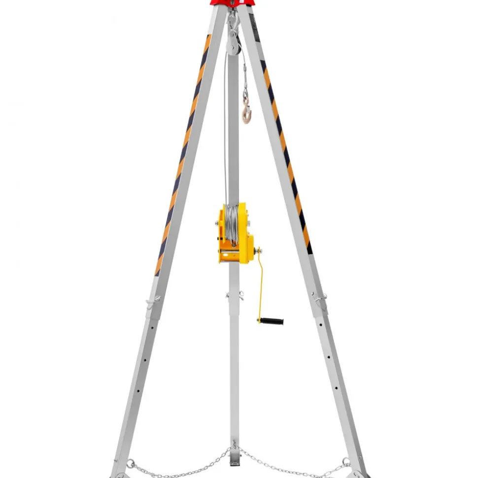 VEVOR 2600 lbs Winch Confined Space Tripod Kit, Confined Space Tripod 8' Legs and 98' Cable, Confined Space Rescue Tripod 33' Fall Protection with Blower, Gas detector, Harness.
