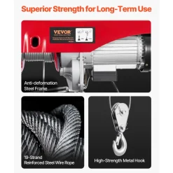 VEVOR 2200 lbs Wireless Attic Lift, 1600W 110V Electric Hoist with Wireless Remote Control, 40ft Single Cable Lifting Height & High-quality Motor, for Garage Warehouse Factory