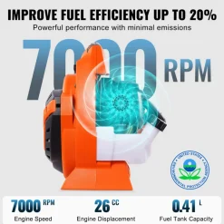 VEVOR Leaf Blower, 26CC 2-Cycle Handheld Leaf Blower with A Fuel Tank, 2-in-1 Blower 425CFM Air Volume 156MPH Speed, Ideal for Lawn Care, Leaf Cleaning, and Snow Removal