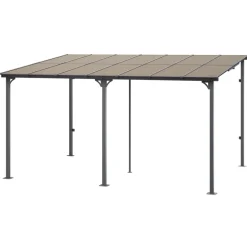 VEVOR Lean to Gazebo for Patio, 10' x 14' Hard Top Gazebo with Aluminum Frame, Wall Mounted & Freestanding Pergola, UV Resistant Polycarbonate Roof, Outdoor Patio Awnings for Deck, Garden and Backyard