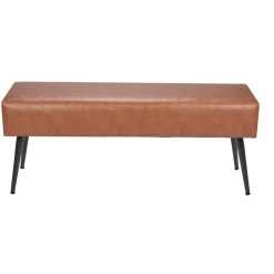 VEVOR Leather Bedroom Bench, PU Leather Bench with Metal Legs and with Stitching for Entryway, Upholstered Shoe Bench Seat, Modern End of the Bed Benches for Living Room, Dining Room, Hallway, Brown