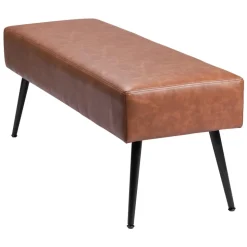 VEVOR Leather Bedroom Bench, PU Leather Bench with Metal Legs and with Stitching for Entryway, Upholstered Shoe Bench Seat, Modern End of the Bed Benches for Living Room, Dining Room, Hallway, Green
