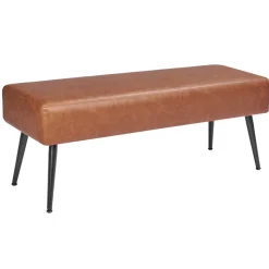 VEVOR Leather Bedroom Bench, PU Leather Bench with Metal Legs and with Stitching for Entryway, Upholstered Shoe Bench Seat, Modern End of the Bed Benches for Living Room, Dining Room, Hallway, Green