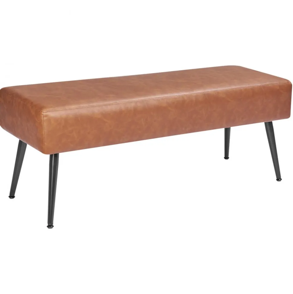 VEVOR Leather Bedroom Bench, PU Leather Bench with Metal Legs and with Stitching for Entryway, Upholstered Shoe Bench Seat, Modern End of the Bed Benches for Living Room, Dining Room, Hallway, Green