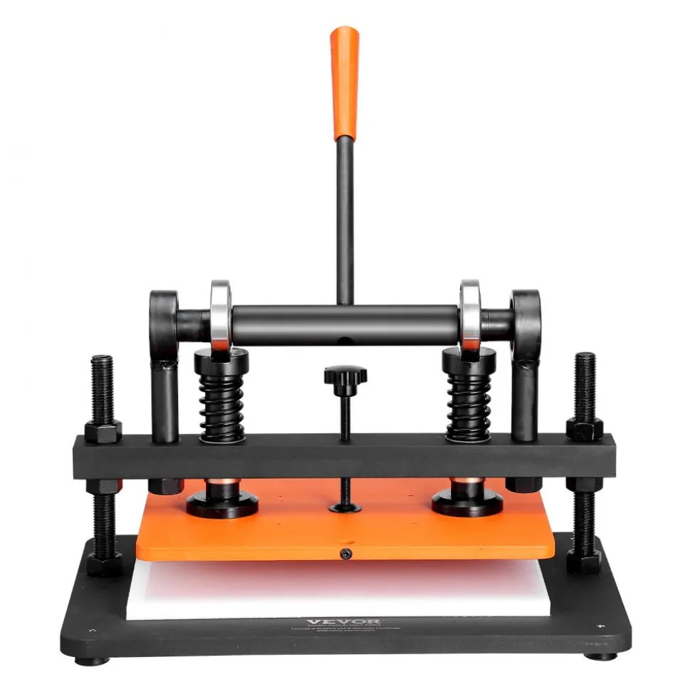 VEVOR Leather Cutting Machine, 14.2 x 10.2 in Embossing Plate Manual Die Cutter, 0.47 in Pressure Stroke Dual Guide Shafts Die Cut Machine, Leather Embossing Machine for Various of Materials