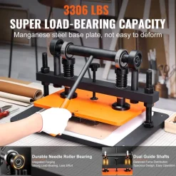VEVOR Leather Cutting Machine, 14.2 x 10.2 in Embossing Plate Manual Die Cutter, 0.47 in Pressure Stroke Dual Guide Shafts Die Cut Machine, Leather Embossing Machine for Various of Materials