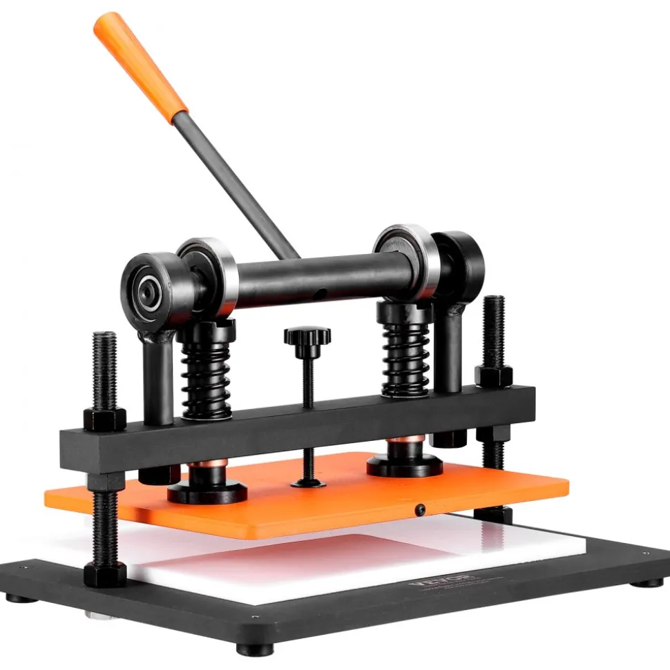 VEVOR Leather Cutting Machine, 14.2 x 10.2 in Embossing Plate Manual Die Cutter, 0.47 in Pressure Stroke Dual Guide Shafts Die Cut Machine, Leather Embossing Machine for Various of Materials