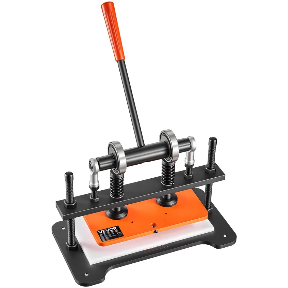 VEVOR Leather Cutting Machine 10.24 x 5.91 in Embossing Plate Die Cutter, Hand Press Leather Embossing & Die Cutting, 3300 lbs Pressure, 0.47 in Stroke, Dual Guide Shafts, for Fabric, Paper, Silicone